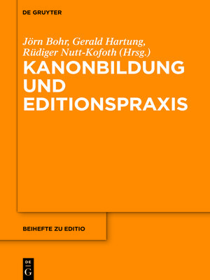 cover image of Kanonbildung und Editionspraxis
